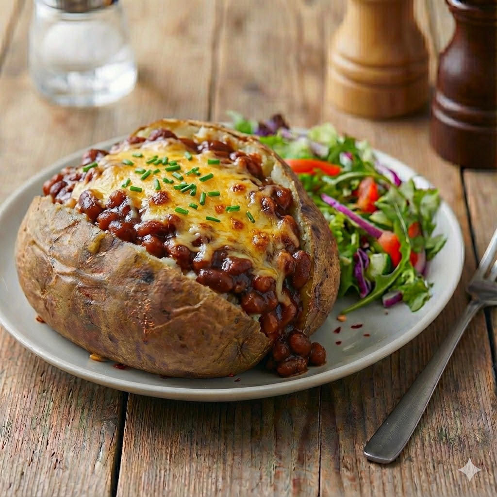 Jacket Potato with Cheese and BBQ Beans