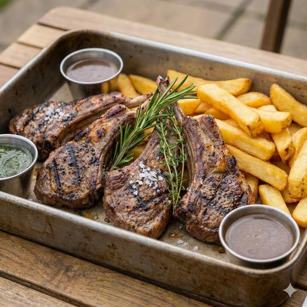 Lamb Chops (4) with Chips