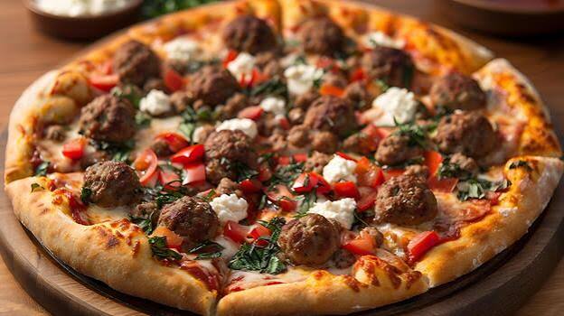 Spicy Meatball Pizza