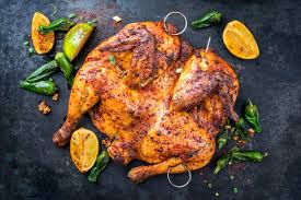 Whole Roast Chicken with chips